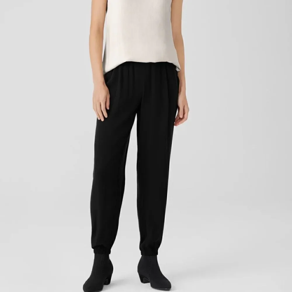 Eileen Fisher High Rise Jogger Pants With Pockets In Black Size S